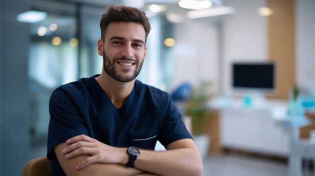 Faceless young man having scheduled visit at professional dentist's office sitting comfortably on chair in dental office within modern clinic environment oral health appointment