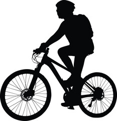 Obraz premium Black silhouette of a person riding a bicycle bike