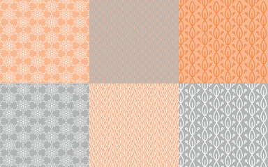 Peach and grey floral and leaf patterns geometric abstract © Foizul Design