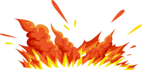 Jagged Ground Fire Eruption with Smoke Trails