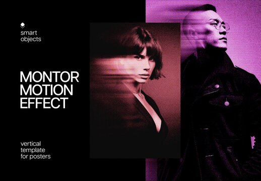 CRT Motion Poster Photo Effect Mockup