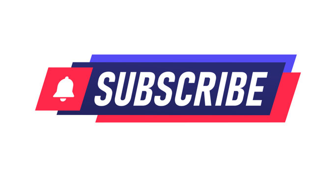 Subscribe Button Banner with Notification Bell Icon on White Background