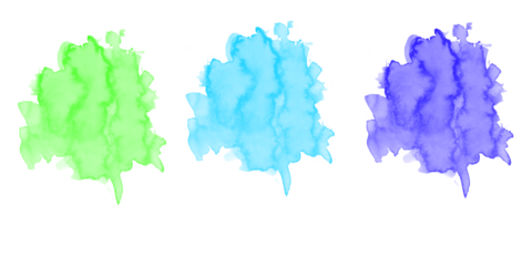 Vibrant green cyan blue abstract ink watercolor splashes Black background Fluid paint blots artistic modern designs