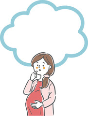 Obraz premium 考える妊婦さん コピースペース ベクター