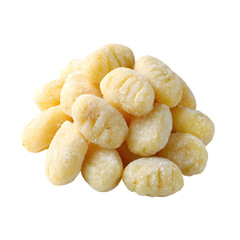 Fototapeta premium Pile of Raw Potato Gnocchi pasta isolated on transparent background