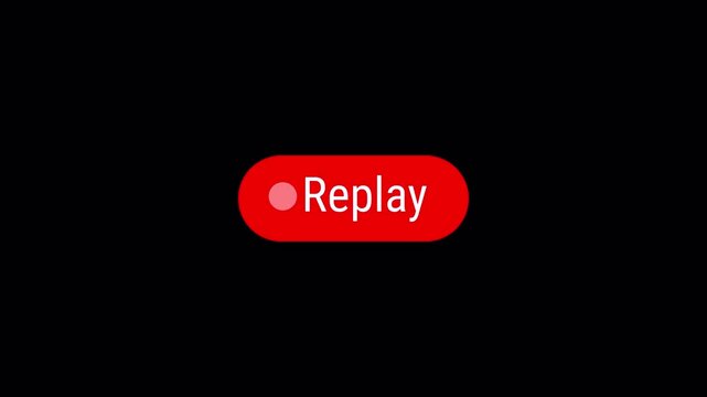 Replay text button animation with transparent background, Replay icon sign Animation video for Live Streamers and broadcasting with alpha channel in 4k.



