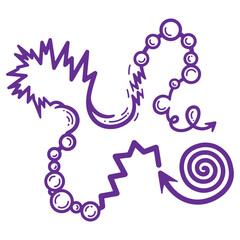 Obraz premium Abstract Purple Line Art Design with Swirls and Circles Isolated on Transparent Background