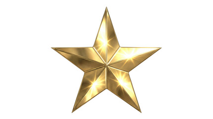 Shiny golden five-pointed star with brilliant reflections, symbolizing achievement and excellence