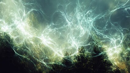 Obraz premium Ethereal Forest with Energy Strands