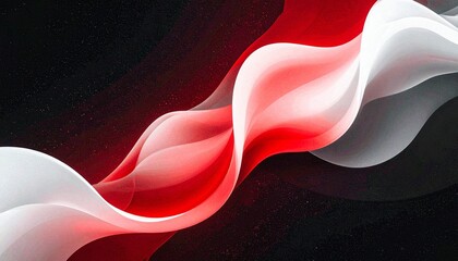 Flowing red-white-black abstract curves with central convergence and smooth gradient motion