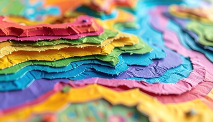 Obraz premium Colorful Layers of Textured Paper Art Close-Up.