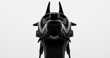 3d black creature head with spikes