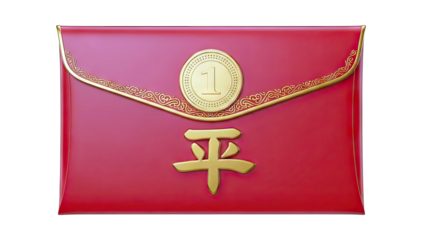 Red envelope with gold accents and Chinese character for 'peace'