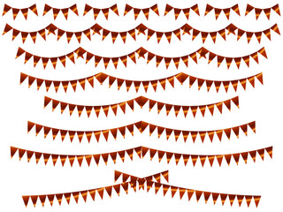 Obraz premium ガーランド三角、曲線、ライン、9オレンジ