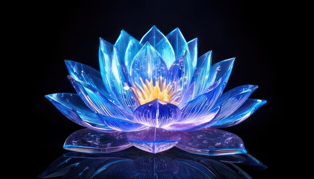 Luminous Blue Lotus Flower - A Symbol of Purity and Enlightenment.