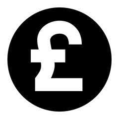 Black round shape with Uk english pound sign icon vector illustration design on white background.