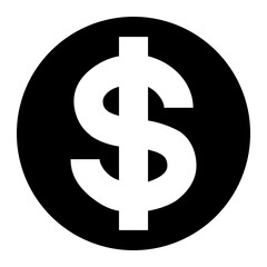 Black dollar sign vector silhouette isolated on white background. Dollar sign icon illustration design.