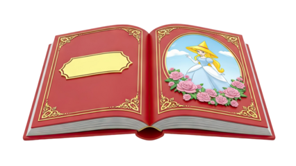 Open Storybook with Princess and Roses Illustration
