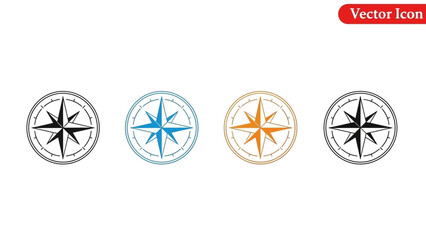 Create vector icons of compass rose designs for navigation and direction illustrations © HUANG