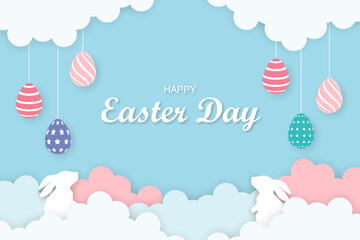 Happy easter day in paper style