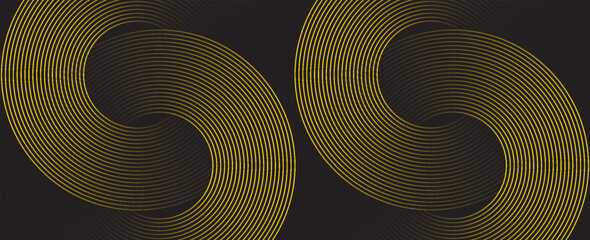 Abstract black background with yellow circle lines. Digital future technology concept. vector