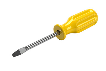 Fototapeta premium 3D Yellow Screwdriver Slotted Flat Head Hand Tool for Repair and Maintenance Isolated