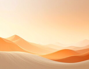 暖色グラデーションに包まれたミニマルな砂漠風景
