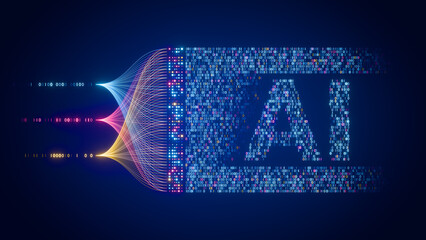 Agentic AI Technology Powering Business Process Automation Workflow, Data Analytics, Productivity, Efficiency, Digital Transformation. Artificial Intelligence Innovation With AI Text And Data Flow.
