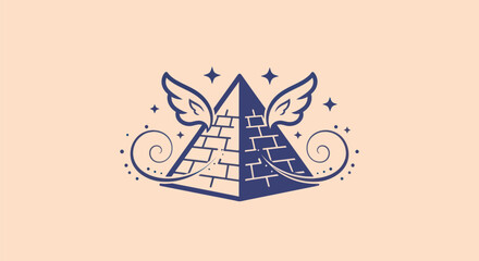 Obraz premium Abstract pyramid with wings and stars
