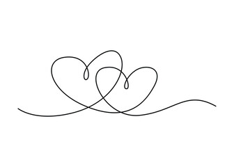 Fototapeta premium Valentine’s Day Hearts & Love Symbols One Line Art | Continuous Single Line Heart Drawings, Minimal Romantic Clipart