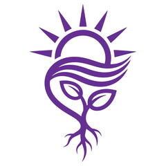 Obraz premium Purple Sun and Tree Symbol Illustration Nature Inspiration Growth and Life Cycle Design Element
