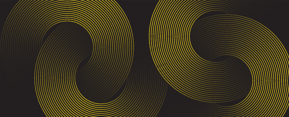 Abstract black background with yellow circle lines. Digital future technology concept. vector illustration