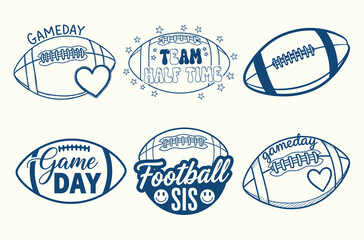 Obraz premium navy blue gameday football sis and team halftime doodle bundle