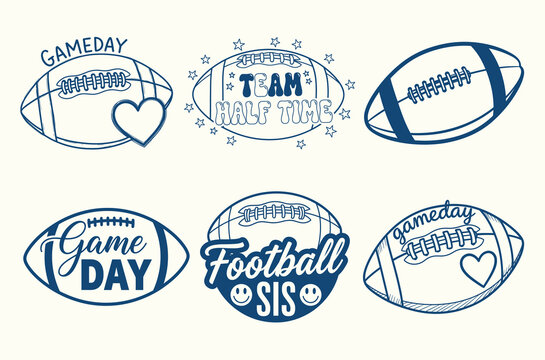 navy blue gameday football sis and team halftime doodle bundle
