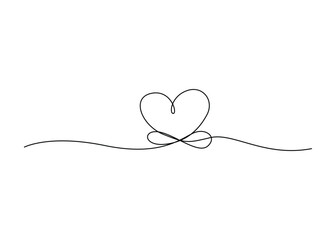 Fototapeta premium Valentine’s Day Hearts & Love Symbols One Line Art | Continuous Single Line Heart Drawings, Minimal Romantic Clipart