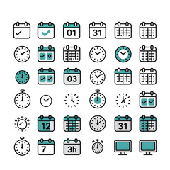 Vector calendar icon set for planning, events and time management