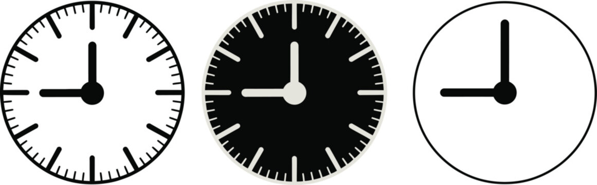 Set of vector clock flat design icons