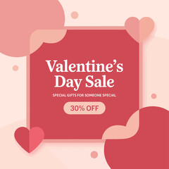 Valentine day special sale banner with romantic theme