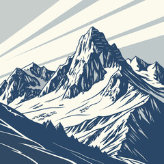 Mountain Ridge with Sunlight Highlights, Clean Geometric