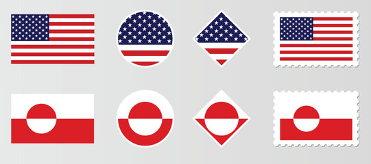 Illustration Vector Featuring USA and Greenland Identity