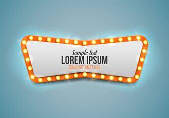 Shining retro billboard. Vintage bright sign board for your design. Vector illustration.