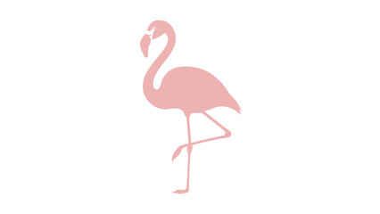 Obraz premium Minimalistic pink flamingo silhouette standing on one leg against white background.