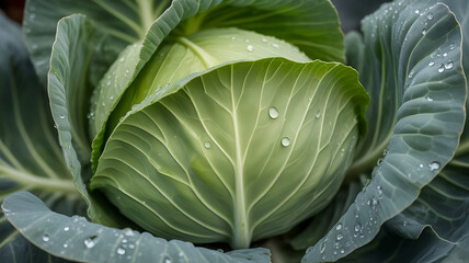 green cabbage in the garden image