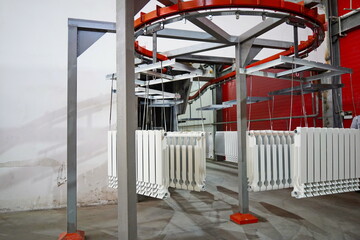 Drying of painted batteries. Workshop for the production of thermal systems.