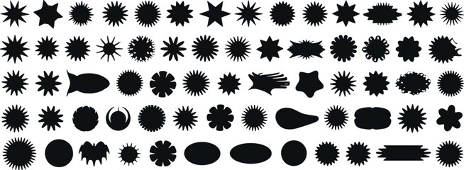 Minimalist Black Vector Starburst and Explosion Shapes for Modern Design, Social Media, and Marketing