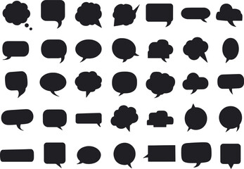 Fototapeta premium Comic Speech and Thought Bubble Silhouettes Set for Dialogue and Design Use