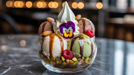 Fresh Fruit Ice Cream with chocolate image