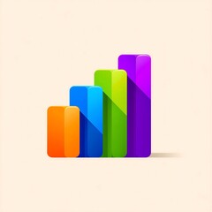 Colorful abstract bar chart representing financial growth and increasing data trends with long shadows and soft highlights