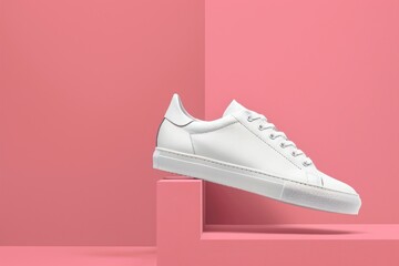 White sneaker mockup clothing footwear apparel.