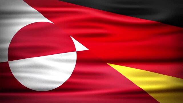 Wavy Combined Flags of Germany and Greenland, Short Looping Animation of National Unity and Cultural Connection